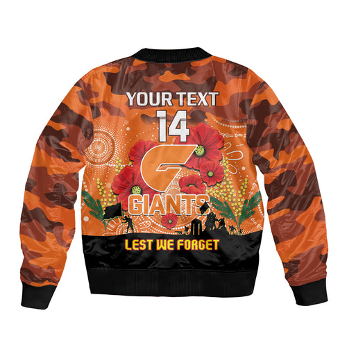 Custom Giants Football ANZAC Bomber Jacket Gallipoli Camouflage With Poppies