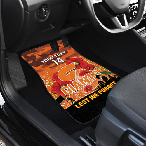 Custom Giants Football ANZAC Car Mats Gallipoli Camouflage With Poppies