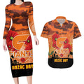 Custom Giants Football ANZAC Couples Matching Long Sleeve Bodycon Dress and Hawaiian Shirt Gallipoli Camouflage With Poppies