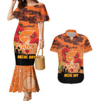 Custom Giants Football ANZAC Couples Matching Mermaid Dress and Hawaiian Shirt Gallipoli Camouflage With Poppies