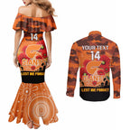 Custom Giants Football ANZAC Couples Matching Mermaid Dress and Long Sleeve Button Shirt Gallipoli Camouflage With Poppies