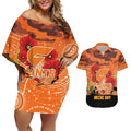 Custom Giants Football ANZAC Couples Matching Off Shoulder Short Dress and Hawaiian Shirt Gallipoli Camouflage With Poppies