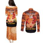 Custom Giants Football ANZAC Couples Matching Puletasi and Long Sleeve Button Shirt Gallipoli Camouflage With Poppies