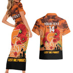 Custom Giants Football ANZAC Couples Matching Short Sleeve Bodycon Dress and Hawaiian Shirt Gallipoli Camouflage With Poppies