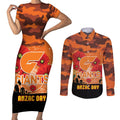 Custom Giants Football ANZAC Couples Matching Short Sleeve Bodycon Dress and Long Sleeve Button Shirt Gallipoli Camouflage With Poppies