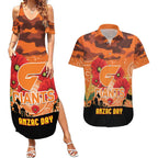 Custom Giants Football ANZAC Couples Matching Summer Maxi Dress and Hawaiian Shirt Gallipoli Camouflage With Poppies