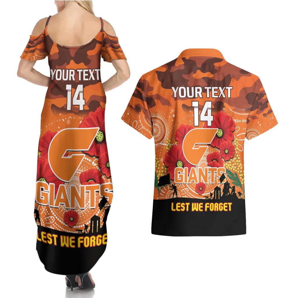 Custom Giants Football ANZAC Couples Matching Summer Maxi Dress and Hawaiian Shirt Gallipoli Camouflage With Poppies