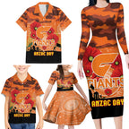 Custom Giants Football ANZAC Family Matching Long Sleeve Bodycon Dress and Hawaiian Shirt Gallipoli Camouflage With Poppies