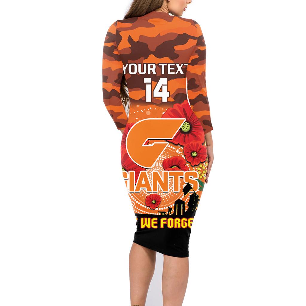 Custom Giants Football ANZAC Family Matching Long Sleeve Bodycon Dress and Hawaiian Shirt Gallipoli Camouflage With Poppies