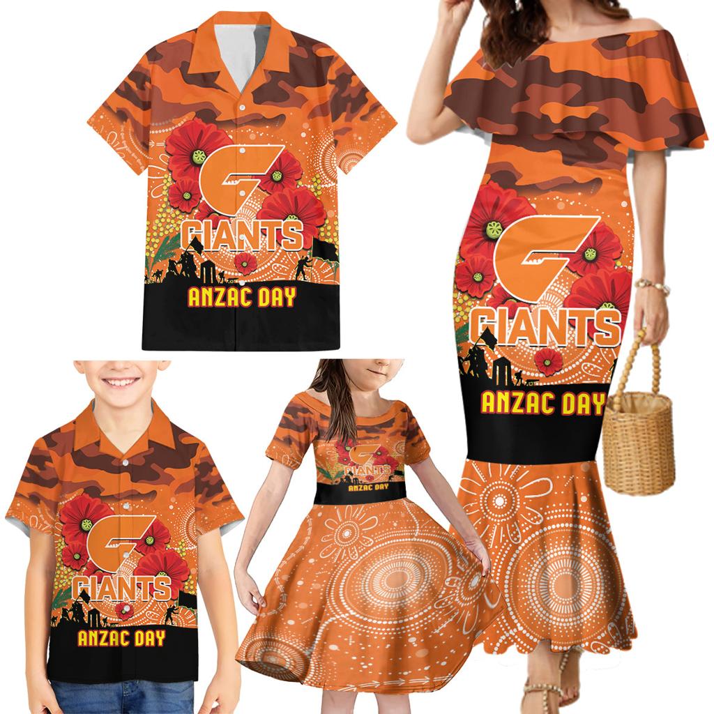 Custom Giants Football ANZAC Family Matching Mermaid Dress and Hawaiian Shirt Gallipoli Camouflage With Poppies