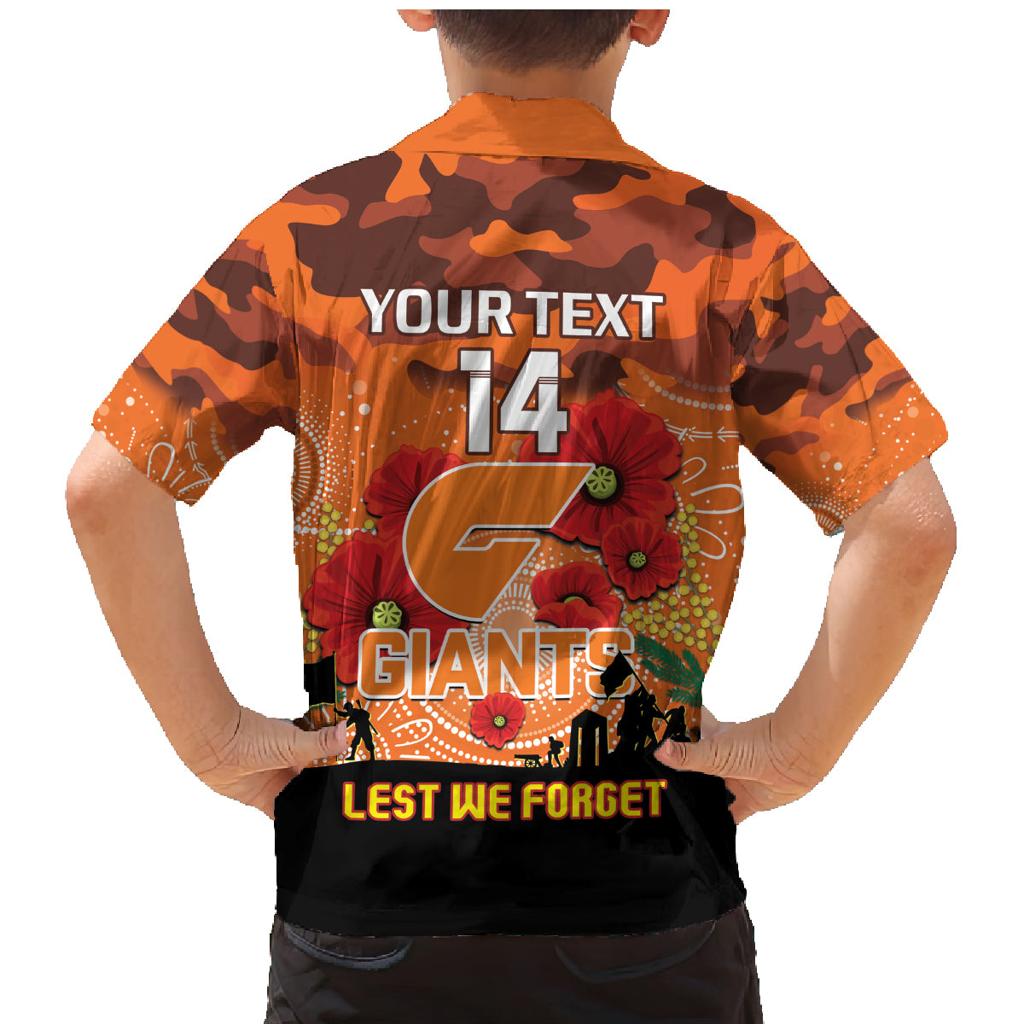 Custom Giants Football ANZAC Family Matching Mermaid Dress and Hawaiian Shirt Gallipoli Camouflage With Poppies
