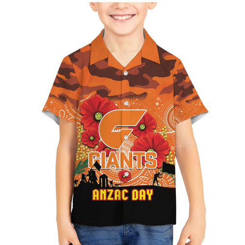 Custom Giants Football ANZAC Family Matching Mermaid Dress and Hawaiian Shirt Gallipoli Camouflage With Poppies