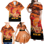Custom Giants Football ANZAC Family Matching Off Shoulder Maxi Dress and Hawaiian Shirt Gallipoli Camouflage With Poppies