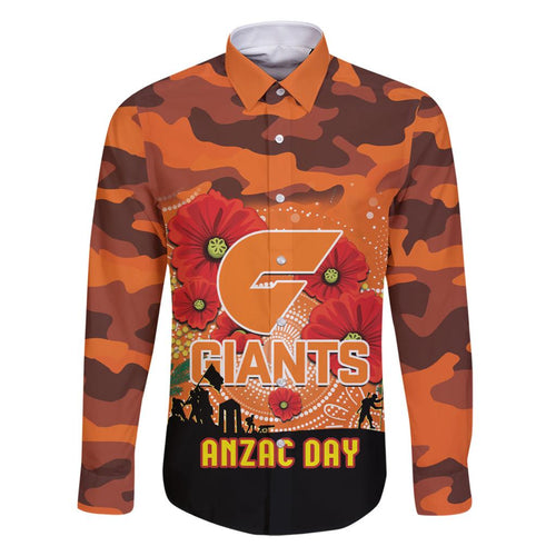 Custom Giants Football ANZAC Family Matching Off Shoulder Maxi Dress and Hawaiian Shirt Gallipoli Camouflage With Poppies