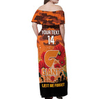 Custom Giants Football ANZAC Family Matching Off Shoulder Maxi Dress and Hawaiian Shirt Gallipoli Camouflage With Poppies