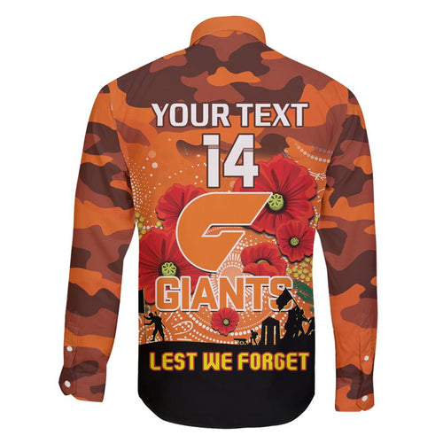 Custom Giants Football ANZAC Family Matching Off Shoulder Short Dress and Hawaiian Shirt Gallipoli Camouflage With Poppies