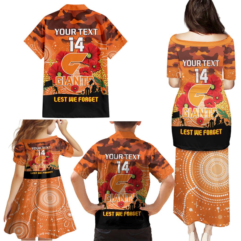 Custom Giants Football ANZAC Family Matching Puletasi and Hawaiian Shirt Gallipoli Camouflage With Poppies