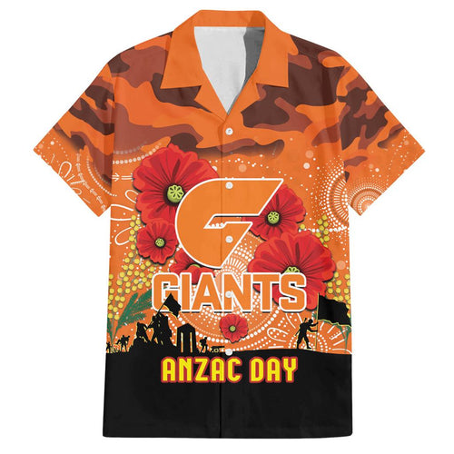 Custom Giants Football ANZAC Family Matching Puletasi and Hawaiian Shirt Gallipoli Camouflage With Poppies