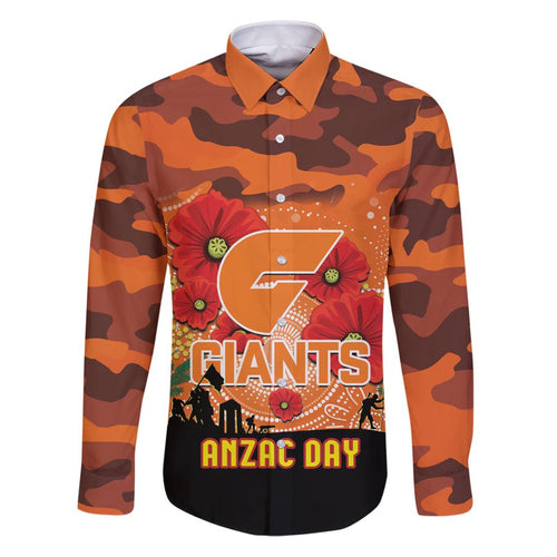 Custom Giants Football ANZAC Family Matching Puletasi and Hawaiian Shirt Gallipoli Camouflage With Poppies