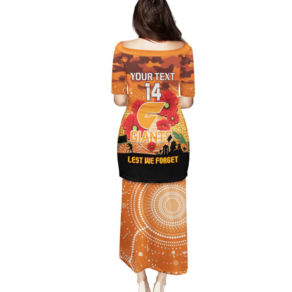 Custom Giants Football ANZAC Family Matching Puletasi and Hawaiian Shirt Gallipoli Camouflage With Poppies