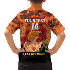 Custom Giants Football ANZAC Family Matching Short Sleeve Bodycon Dress and Hawaiian Shirt Gallipoli Camouflage With Poppies