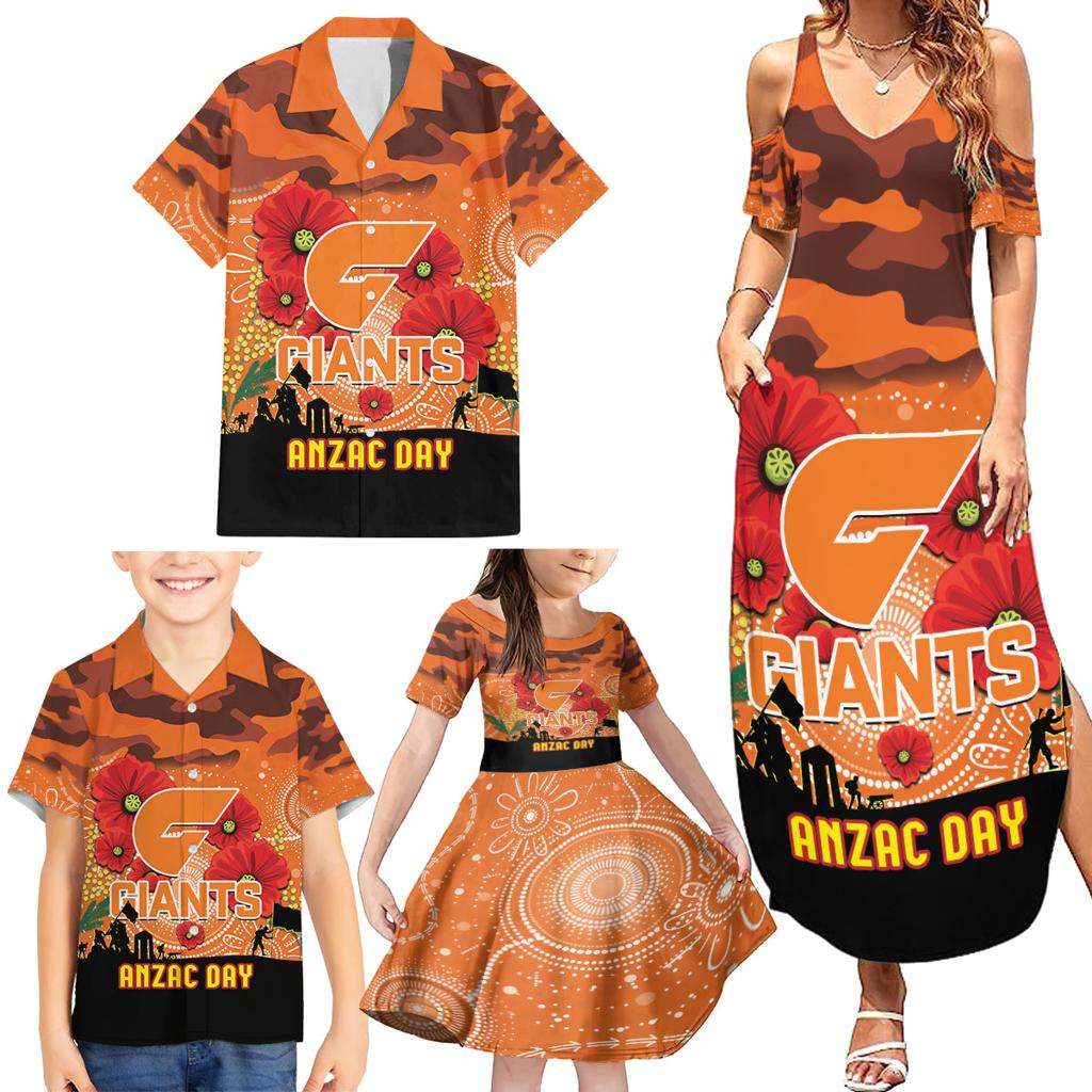 Custom Giants Football ANZAC Family Matching Summer Maxi Dress and Hawaiian Shirt Gallipoli Camouflage With Poppies