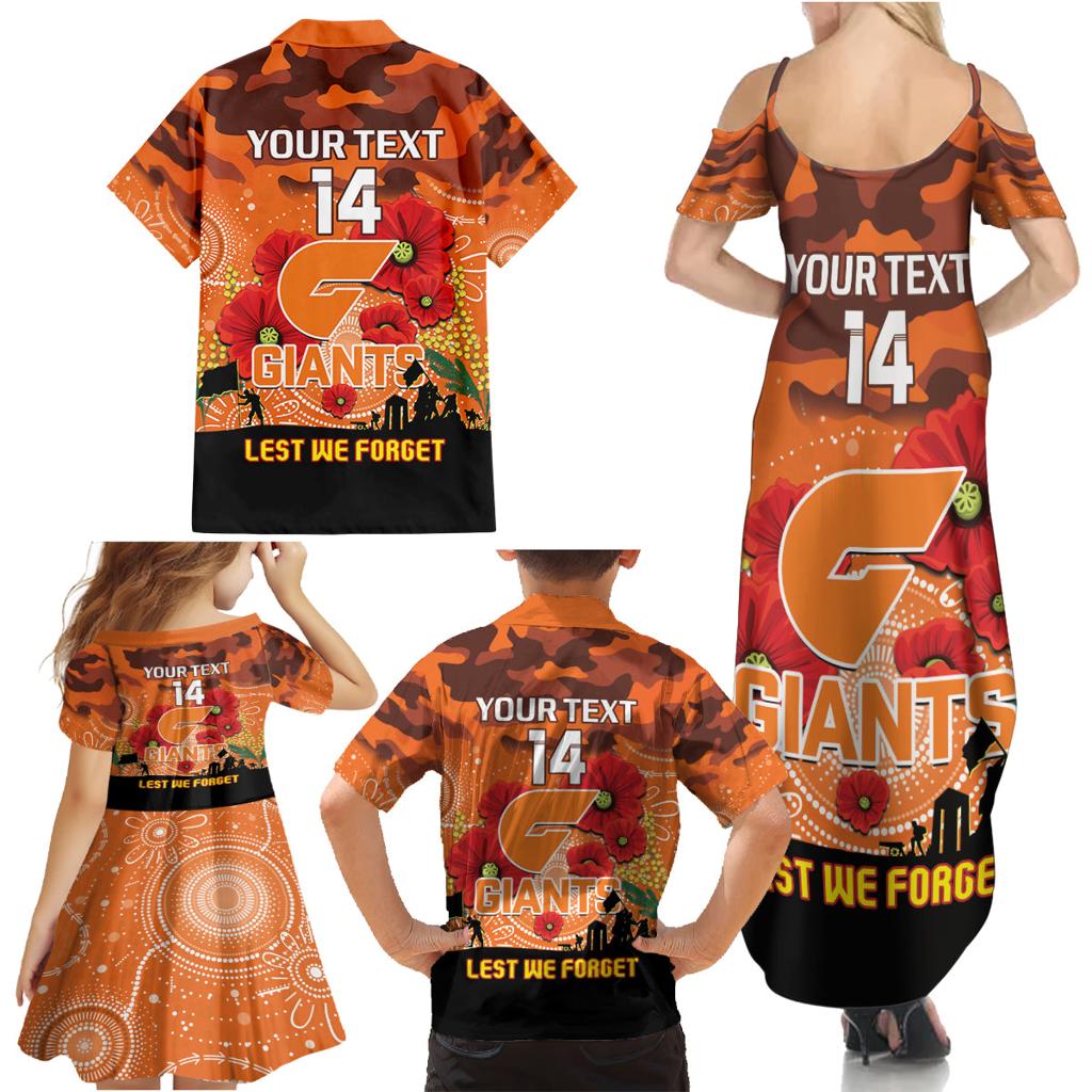 Custom Giants Football ANZAC Family Matching Summer Maxi Dress and Hawaiian Shirt Gallipoli Camouflage With Poppies