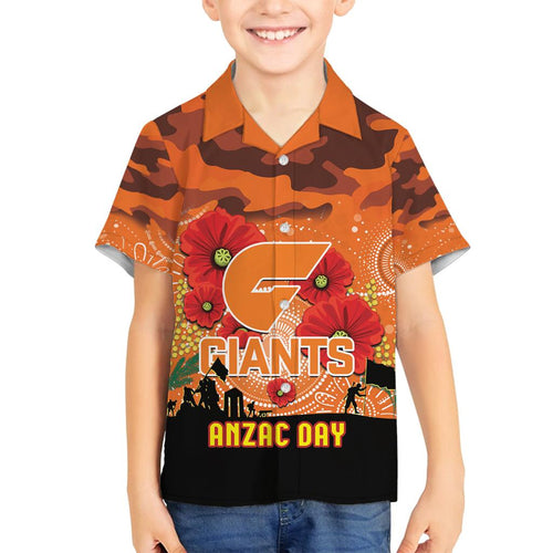 Custom Giants Football ANZAC Family Matching Summer Maxi Dress and Hawaiian Shirt Gallipoli Camouflage With Poppies