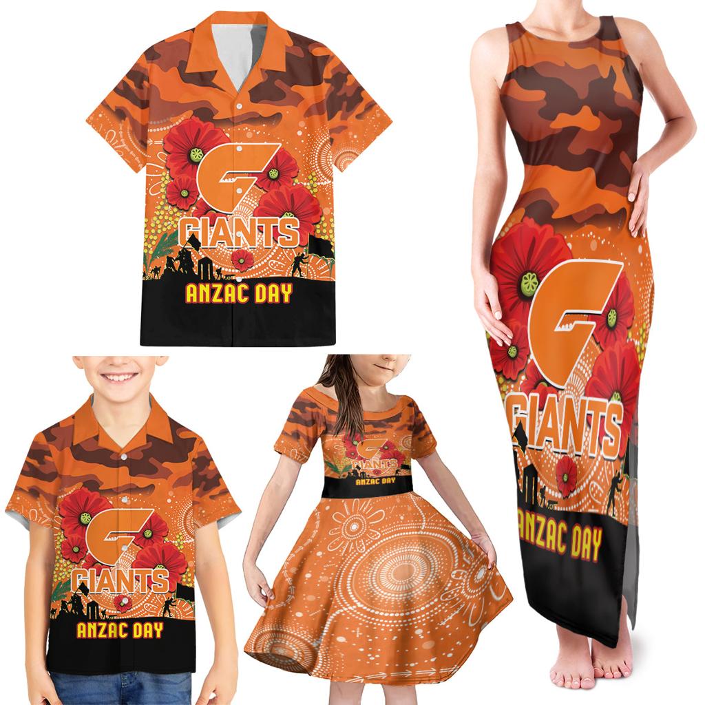 Custom Giants Football ANZAC Family Matching Tank Maxi Dress and Hawaiian Shirt Gallipoli Camouflage With Poppies