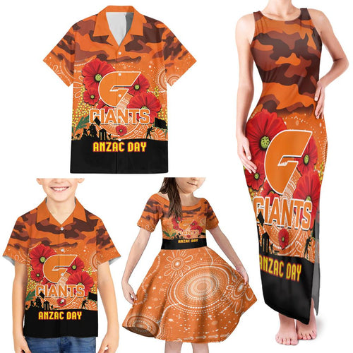 Custom Giants Football ANZAC Family Matching Tank Maxi Dress and Hawaiian Shirt Gallipoli Camouflage With Poppies
