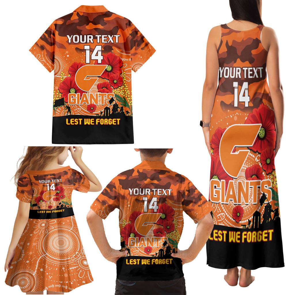 Custom Giants Football ANZAC Family Matching Tank Maxi Dress and Hawaiian Shirt Gallipoli Camouflage With Poppies