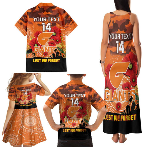 Custom Giants Football ANZAC Family Matching Tank Maxi Dress and Hawaiian Shirt Gallipoli Camouflage With Poppies