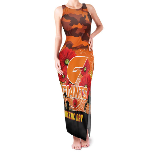 Custom Giants Football ANZAC Family Matching Tank Maxi Dress and Hawaiian Shirt Gallipoli Camouflage With Poppies