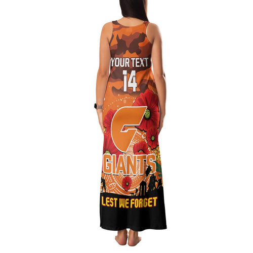 Custom Giants Football ANZAC Family Matching Tank Maxi Dress and Hawaiian Shirt Gallipoli Camouflage With Poppies