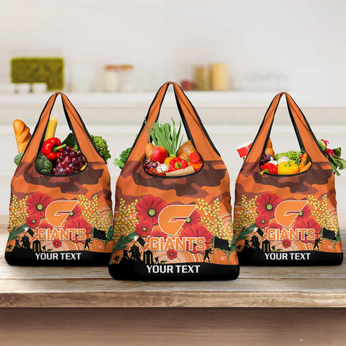 Custom Giants Football ANZAC Grocery Bag Gallipoli Camouflage With Poppies