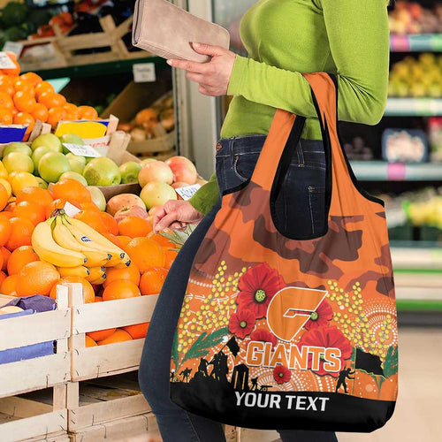 Custom Giants Football ANZAC Grocery Bag Gallipoli Camouflage With Poppies