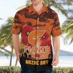 Custom Giants Football ANZAC Hawaiian Shirt Gallipoli Camouflage With Poppies