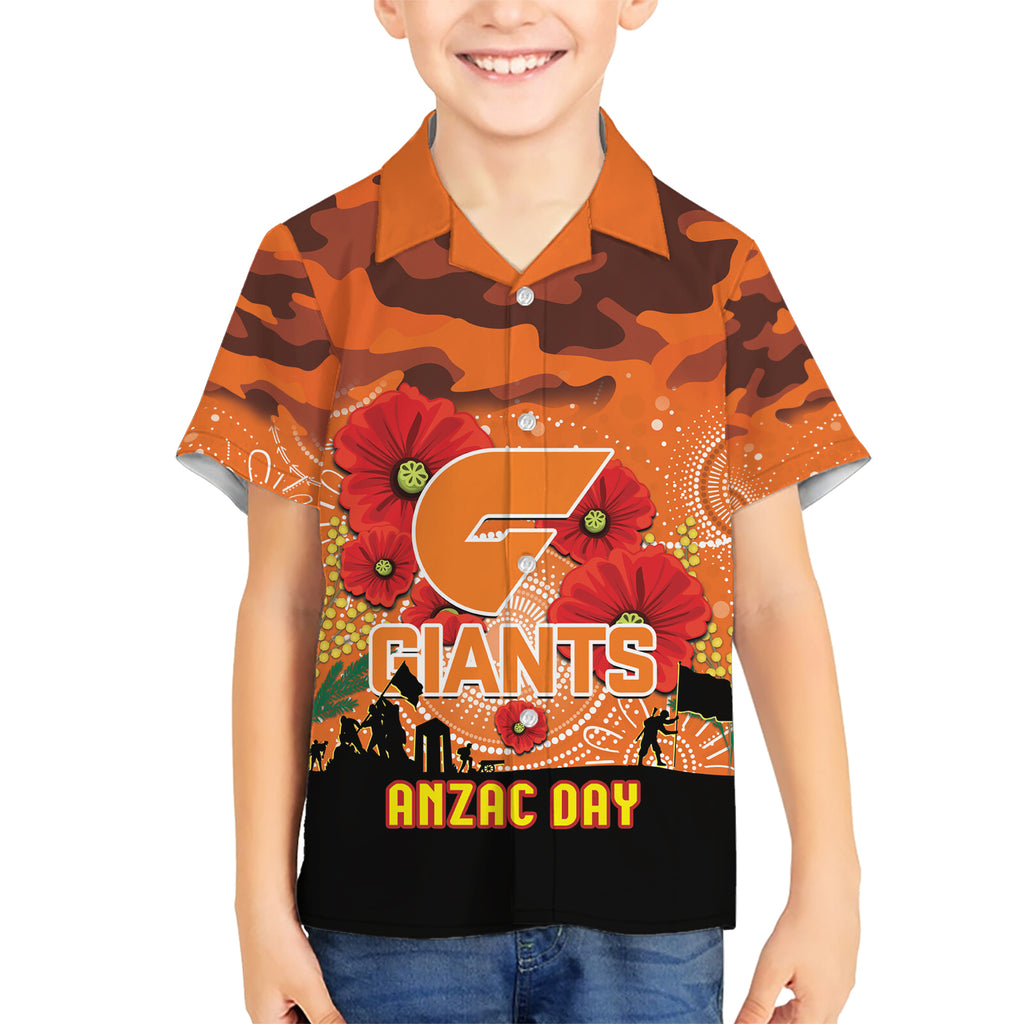 Custom Giants Football ANZAC Hawaiian Shirt Gallipoli Camouflage With Poppies