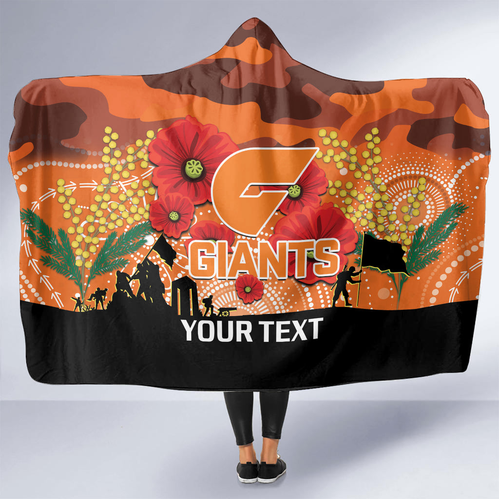 Custom Giants Football ANZAC Hooded Blanket Gallipoli Camouflage With Poppies