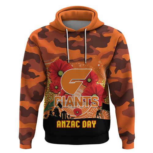 Custom Giants Football ANZAC Hoodie Gallipoli Camouflage With Poppies