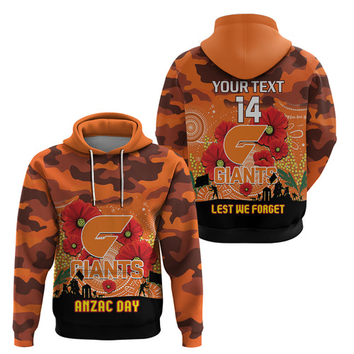 Custom Giants Football ANZAC Hoodie Gallipoli Camouflage With Poppies