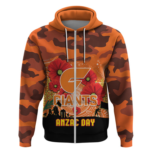 Custom Giants Football ANZAC Hoodie Gallipoli Camouflage With Poppies