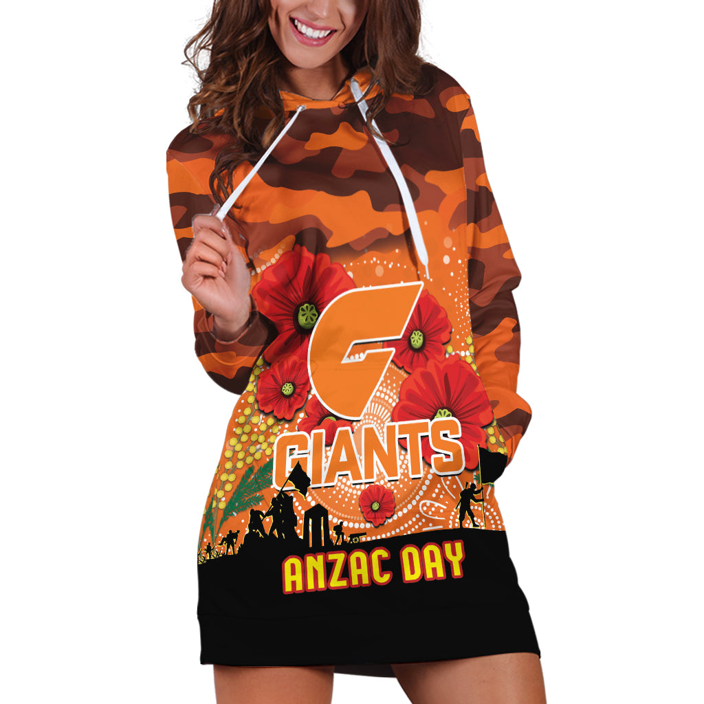 Custom Giants Football ANZAC Hoodie Dress Gallipoli Camouflage With Poppies