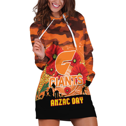 Custom Giants Football ANZAC Hoodie Dress Gallipoli Camouflage With Poppies