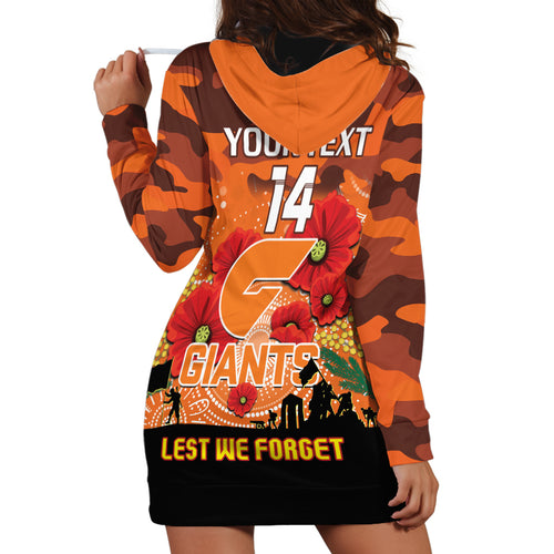 Custom Giants Football ANZAC Hoodie Dress Gallipoli Camouflage With Poppies