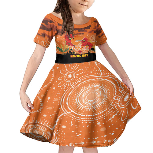 Custom Giants Football ANZAC Kid Short Sleeve Dress Gallipoli Camouflage With Poppies