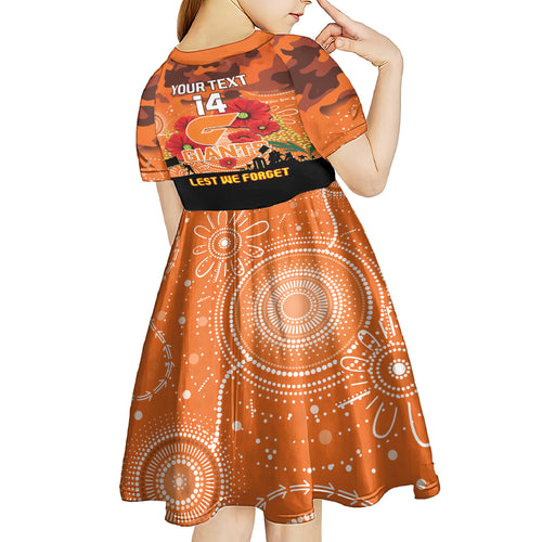 Custom Giants Football ANZAC Kid Short Sleeve Dress Gallipoli Camouflage With Poppies