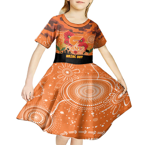 Custom Giants Football ANZAC Kid Short Sleeve Dress Gallipoli Camouflage With Poppies
