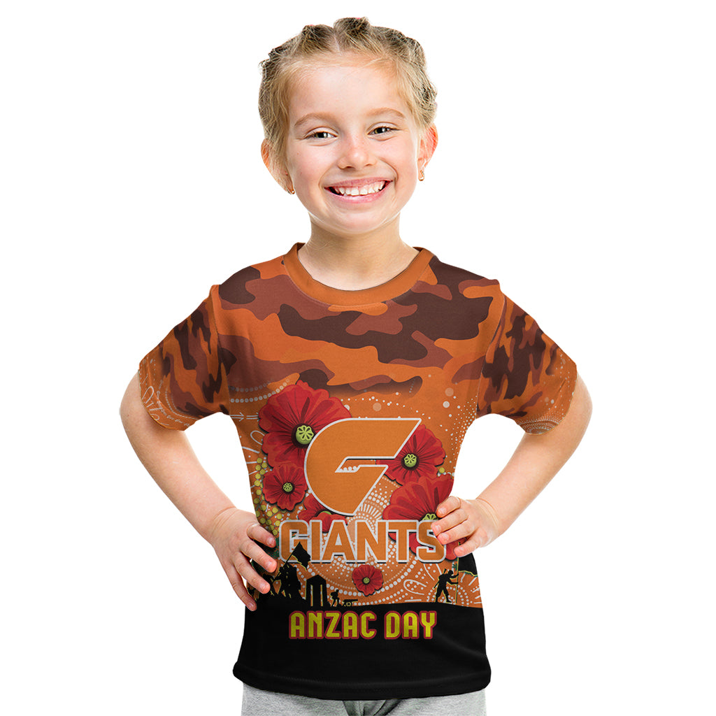 Custom Giants Football ANZAC Kid T Shirt Gallipoli Camouflage With Poppies