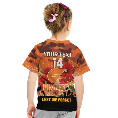 Custom Giants Football ANZAC Kid T Shirt Gallipoli Camouflage With Poppies